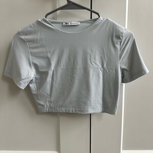 NWOT Zara Light Blue Crop Top